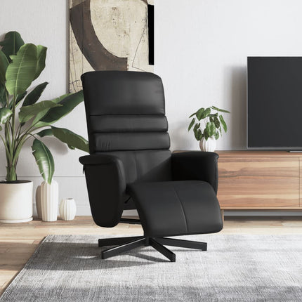 Reclinerfåtölj med fotstöd svart konstläder