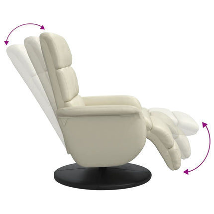 Reclinerfåtölj med fotstöd gräddvit konstläder