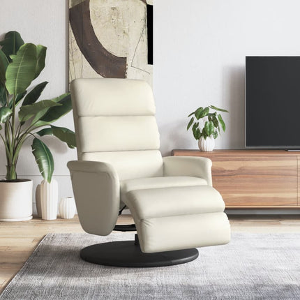 Reclinerfåtölj med fotstöd gräddvit konstläder