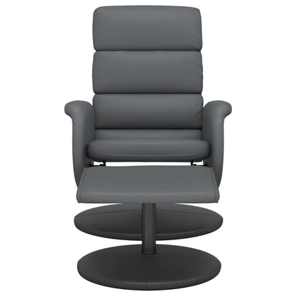 Reclinerfåtölj med fotpall grå konstläder