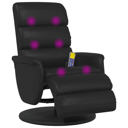 Massagefåtölj med fotstöd svart konstläder