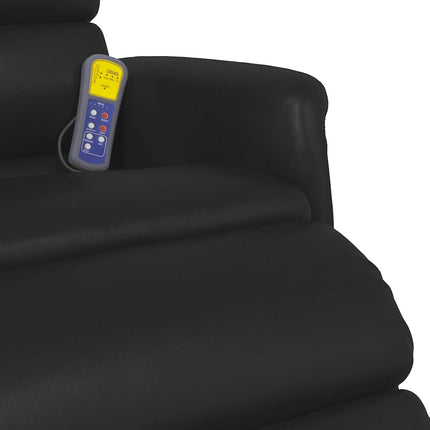 Massagefåtölj med fotstöd svart konstläder