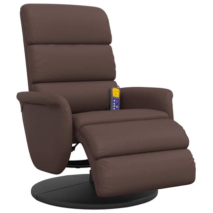 Reclinerfåtölj med fotstöd brun konstläder
