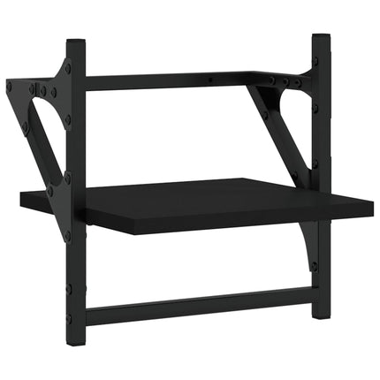 Vägghyllor med stänger 2 st svart 30x25x30 cm