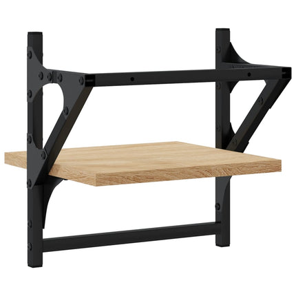 Vägghyllor med stänger 2 st sonoma-ek 30x25x30 cm