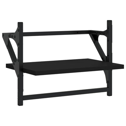 Vägghyllor med stänger 2 st svart 40x25x30 cm
