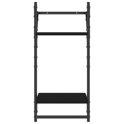 Vägghyllor 2-plan med stänger 2 st svart 30x25x65 cm