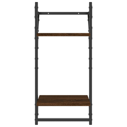 Vägghyllor 2-plan med stänger 2 st brun ek 30x25x65 cm