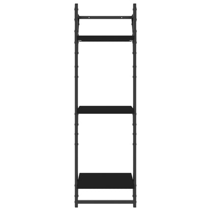 Vägghyllor 3-plan med stänger 2 st svart 30x25x100 cm