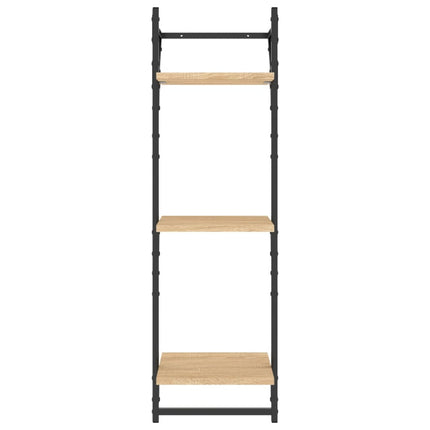 Vägghyllor 3-plan med stänger 2 st sonoma-ek 30x25x100 cm