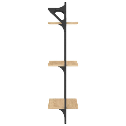 Vägghyllor 3-plan med stänger 2 st sonoma-ek 30x25x100 cm