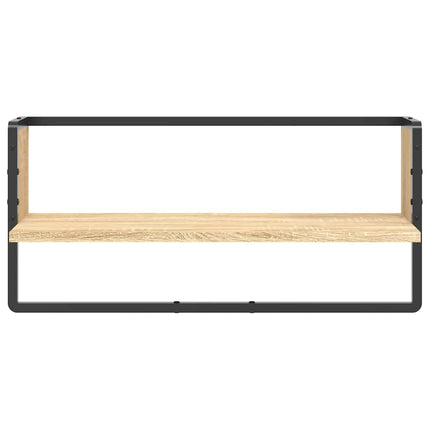 Vägghylla med stång sonoma-ek 65x25x30 cm