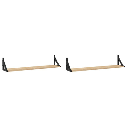 Vägghyllor 2 st Sonoma Ek 80x15x15,5 cm parkett