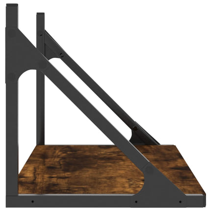 Vägghyllor 2 st rökfärgad ek 60x25x25,5 cm konstruerat trä
