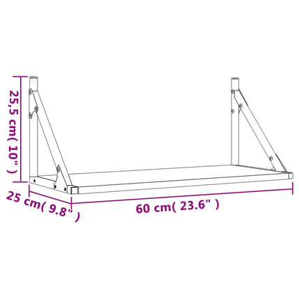 Vägghyllor 2 st rökfärgad ek 60x25x25,5 cm konstruerat trä