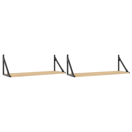 Vägghyllor 2 st Sonoma Ek 80x25x25,5 cm parkett
