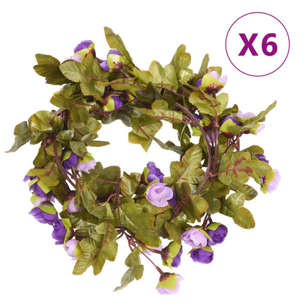 Blomstergirlanger 6 st lila 250 cm