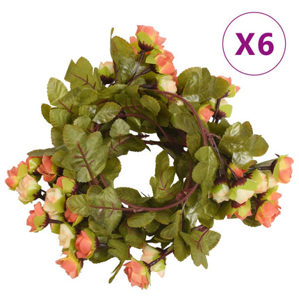 Blomstergirlanger 6 st rosenröd 215 cm