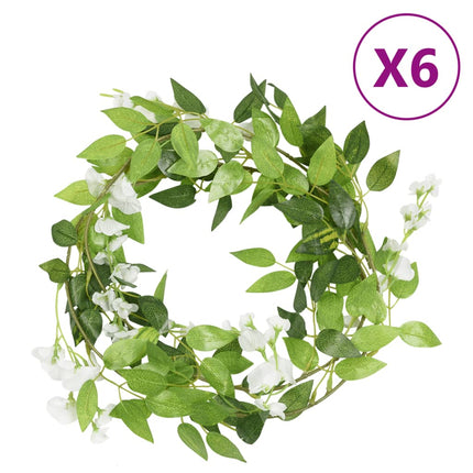 Blomstergirlanger 6 st vit 200 cm