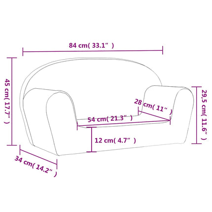 Barnsoffa 2-sits gräddvit mjuk plysch
