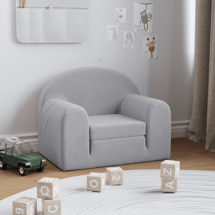 Bäddsoffa för barn ljusgrå mjuk plysch