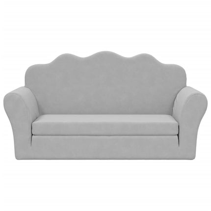 Bäddsoffa för barn 2-sits ljusgrå mjuk plysch