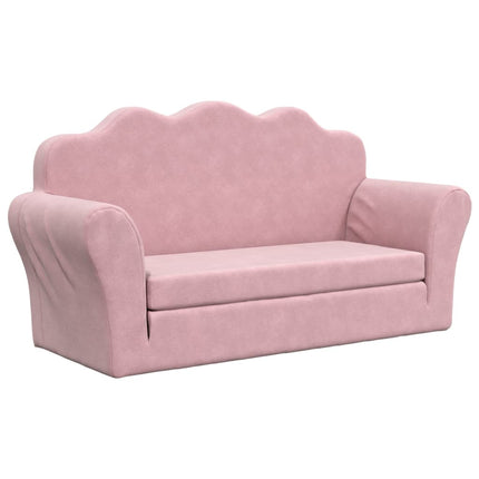 Bäddsoffa för barn 2-sits rosa mjuk plysch