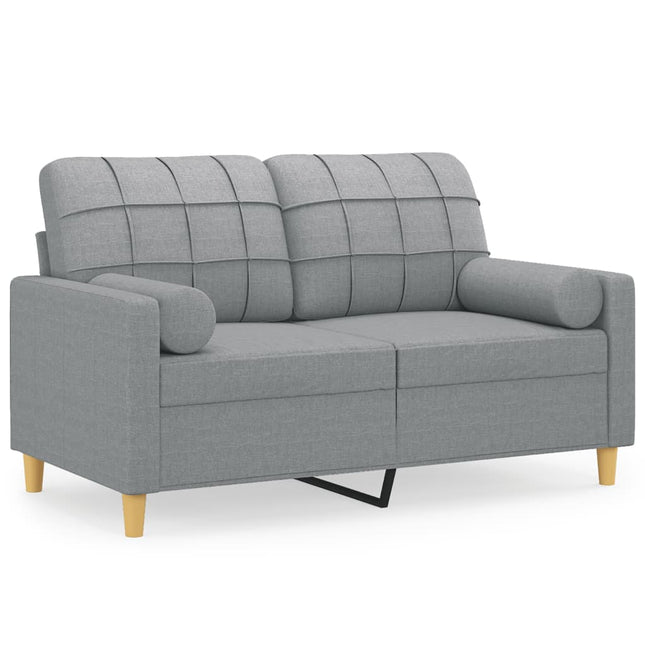 2-sits soffa med prydnadskuddar ljusgrå 120 cm tyg