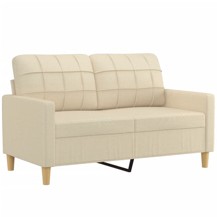 2-sits soffa med prydnadskuddar gräddvit 120 cm tyg