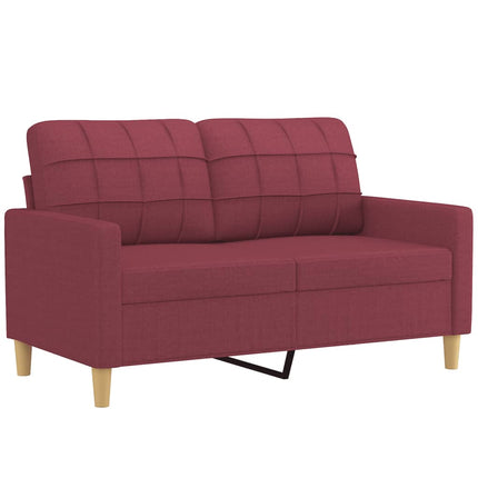 2-sits soffa med prydnadskuddar vinröd 120 cm tyg