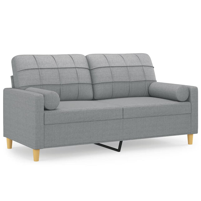 2-sits soffa med prydnadskuddar ljusgrå 140 cm tyg