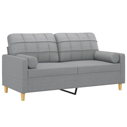 2-sits soffa med prydnadskuddar ljusgrå 140 cm tyg