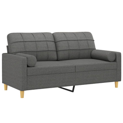 2-sits soffa med prydnadskuddar mörkgrå 140 cm tyg