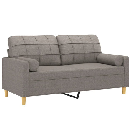 2-sits soffa med prydnadskuddar taupe 140 cm tyg
