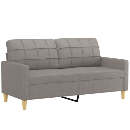 2-sits soffa med prydnadskuddar taupe 140 cm tyg