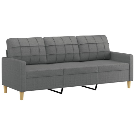 3-sitssoffa med prydnadskuddar mörkgrå 180 cm tyg