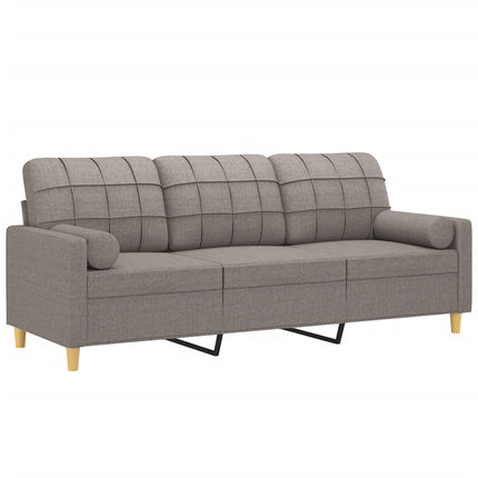 3-sitssoffa med prydnadskuddar taupe 180 cm tyg