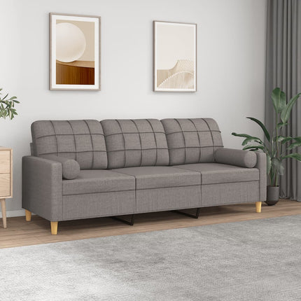 3-sitssoffa med prydnadskuddar taupe 180 cm tyg