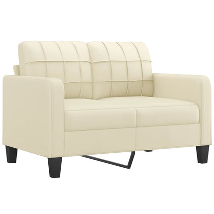 2-sits soffa med prydnadskuddar gräddvit 120 cm konstläder