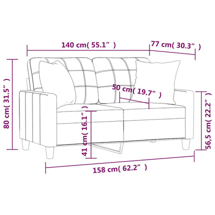 2-sits soffa med prydnadskuddar svart 140 cm konstläder