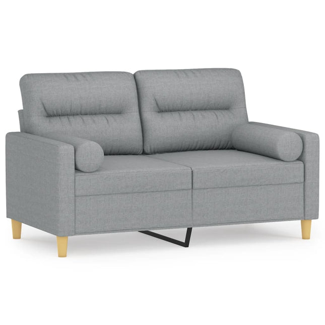2-sits soffa med prydnadskuddar ljusgrå 120 cm tyg
