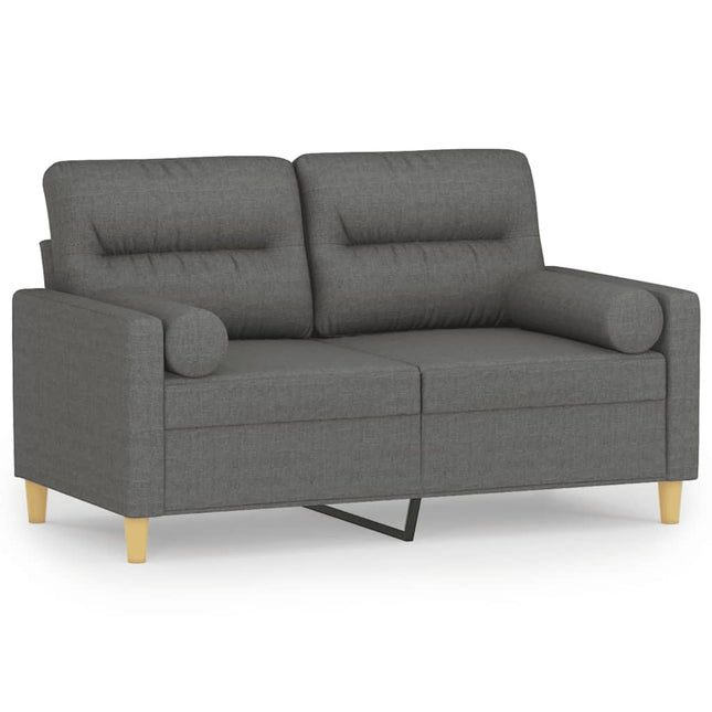 2-sits soffa med prydnadskuddar mörkgrå 120 cm tyg