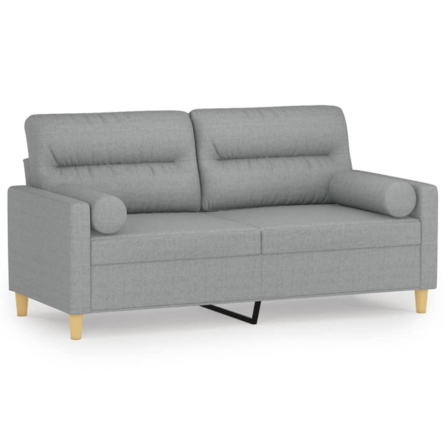 2-sits soffa med prydnadskuddar ljusgrå 140 cm tyg