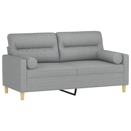 2-sits soffa med prydnadskuddar ljusgrå 140 cm tyg