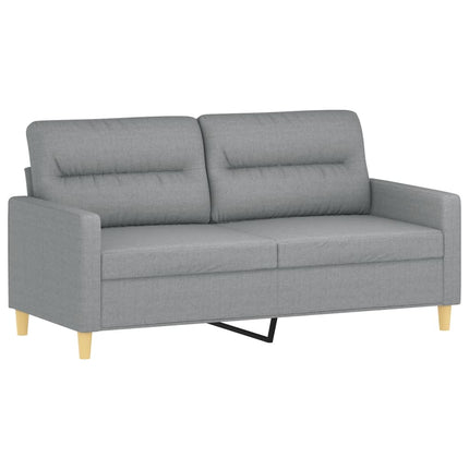 2-sits soffa med prydnadskuddar ljusgrå 140 cm tyg