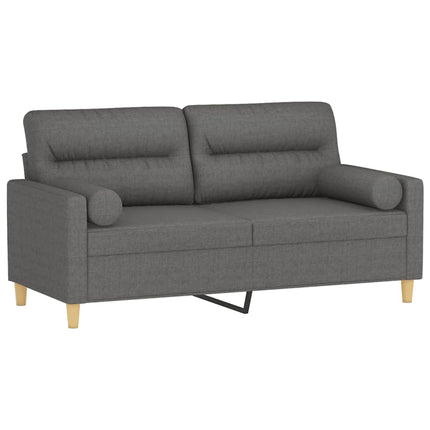 2-sits soffa med prydnadskuddar mörkgrå 140 cm tyg
