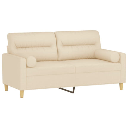 2-sits soffa med prydnadskuddar gräddvit 140 cm tyg