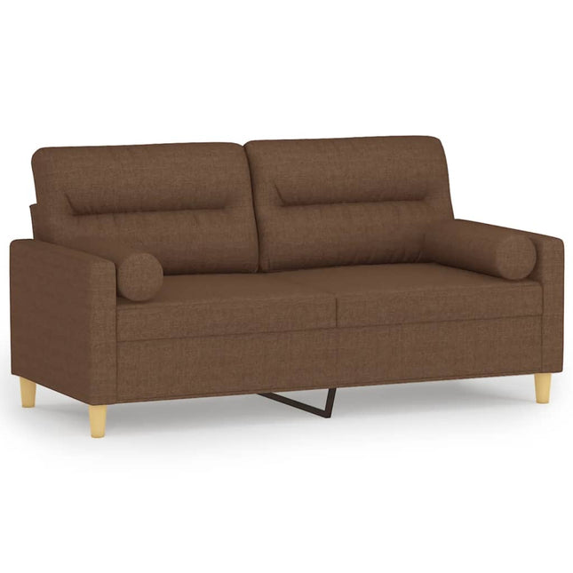 2-sits soffa med prydnadskuddar brun 140 cm tyg