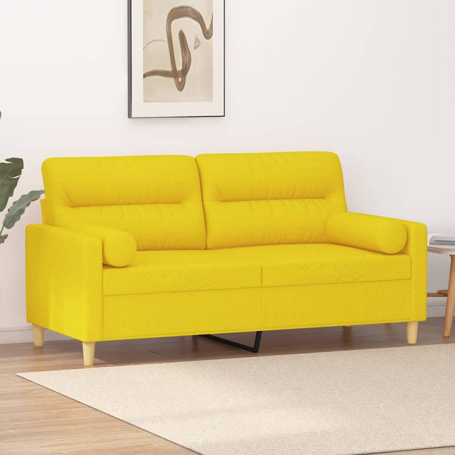 2-sits soffa med prydnadskuddar ljusgul 140 cm tyg