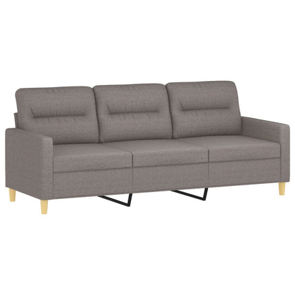 3-sitssoffa med prydnadskuddar taupe 180 cm tyg